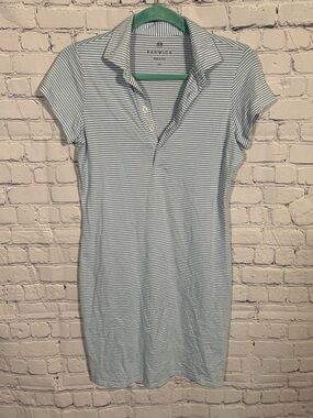 Renwick Womens Striped Polo Dress Blue White Size XS Preppy Golf Prep Stretch